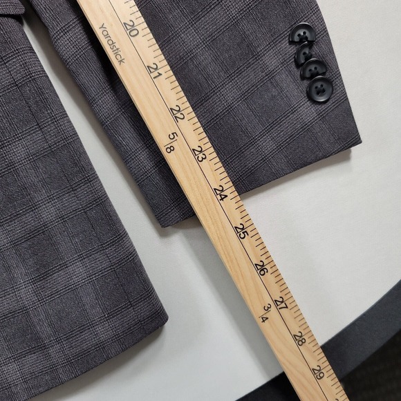 Kenneth Cole Grey Windowpane Plaid Suit Jacket Mens 38R‎ 38 Glen Plaid - Picture 7 of 11